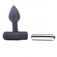 Anal Plug Vibrating Waterproof Black Silicone